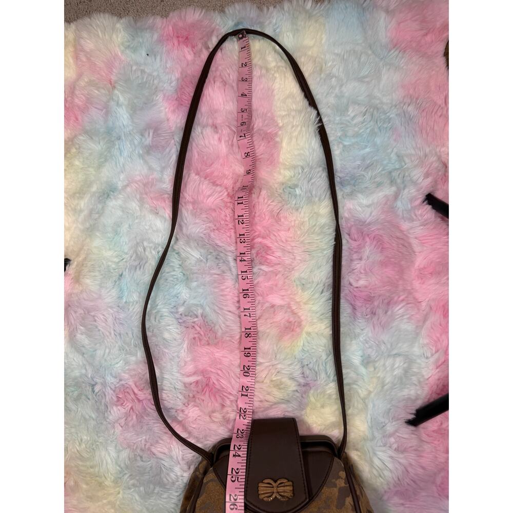 Vintage Brown Suede Camo Print Shoulder Bag Small Y2K Purse - Picture 6 of 13